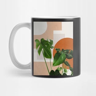 Abstract shapes art, Tropical monstera leaves, Mid century modern art Mug